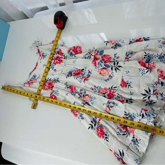 COTTON ON dress FLORAL off white MINI DRESS pink blue open back casual FLIRTY XS - Picture 6 of 7